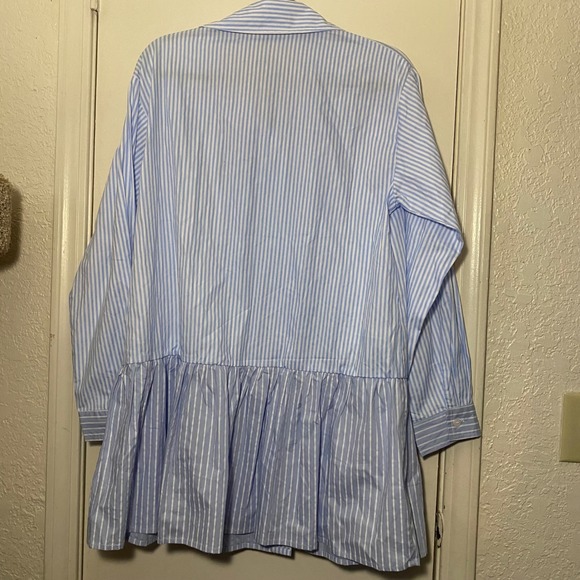 Bella Strada NWT Shirt Dress Blue White Striped Collared Tunic Large - Picture 6 of 8